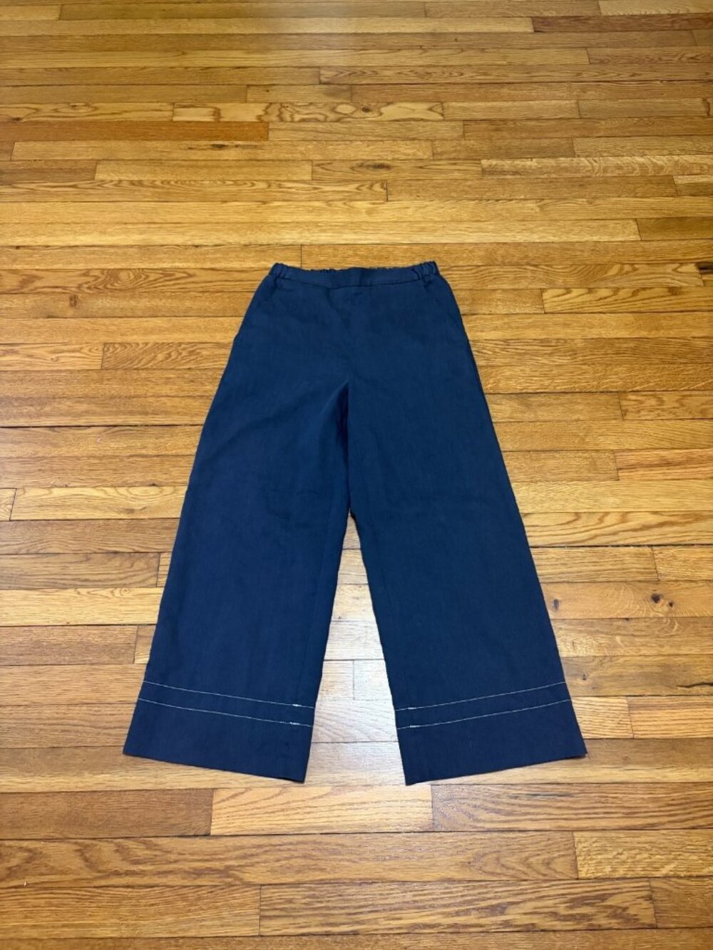 Falconeri Womens Wide Leg Cropped Pants Size Small Gray Pull On Linen Blend